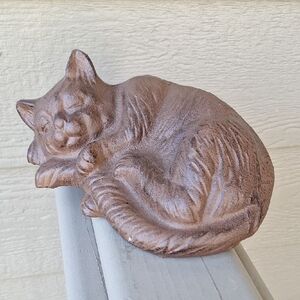 Cast Iron Cat Statue Figurine Home Garden Dark Academia Whimsical Neutral
